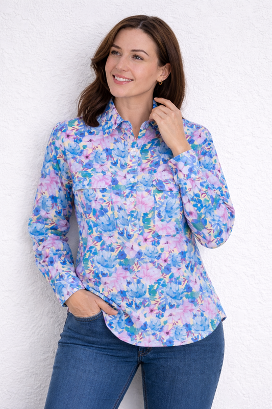 WMNS TRIXIE 1/2 PLKT LS SHIRT