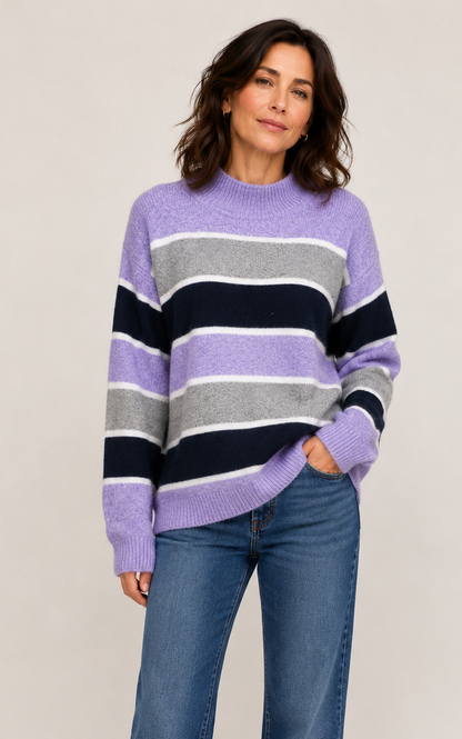 High Neck Stripe Knit