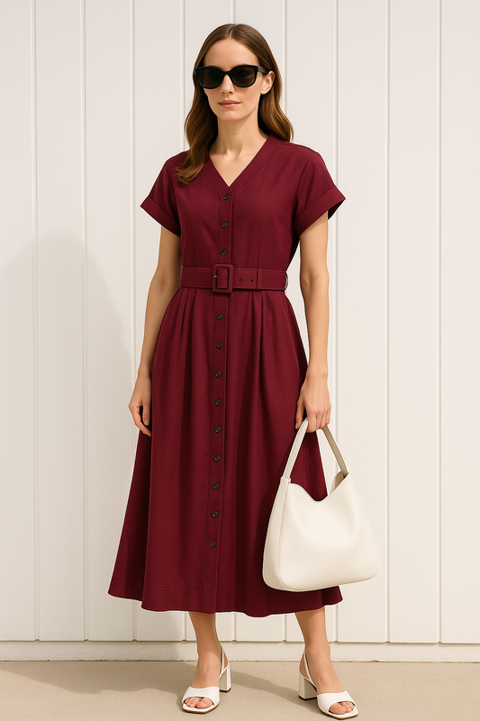 Short Sleeve Midi Dress