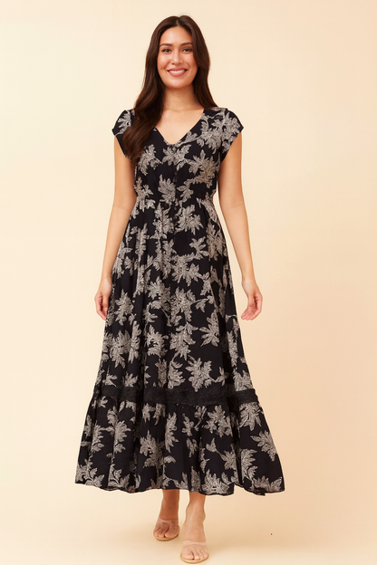 Cap Sleeve Maxi Dress Navy 8