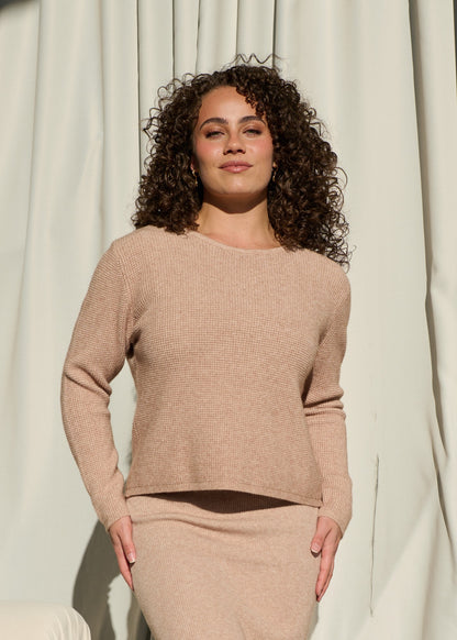 Round Neck Waffle Knit