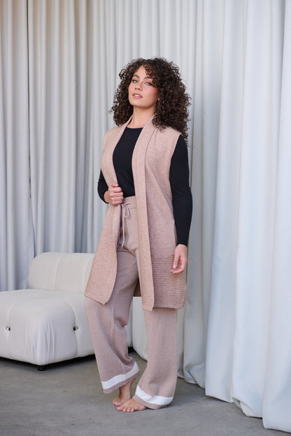 Knitted Vest with Ribbed Hem