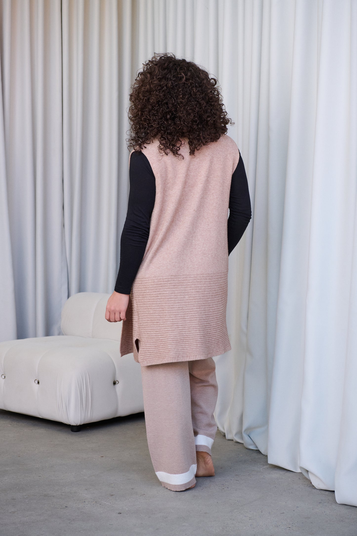 Knitted Vest with Ribbed Hem
