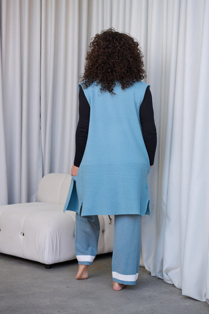 Knitted Vest with Ribbed Hem