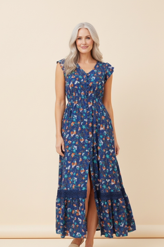 Short Sleeve Floral Maxi Dress