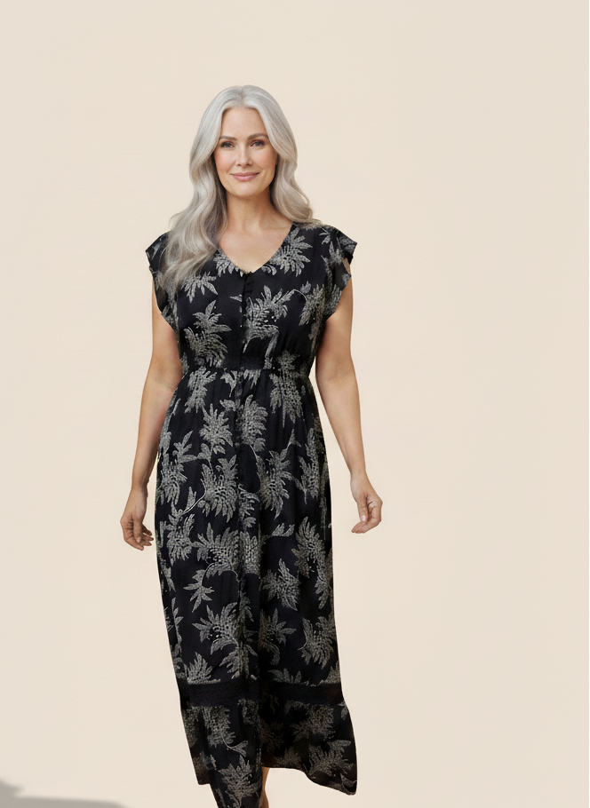 Cap Sleeve Maxi Dress Navy 8