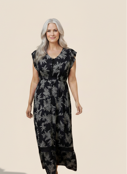 Cap Sleeve Maxi Dress Navy 8