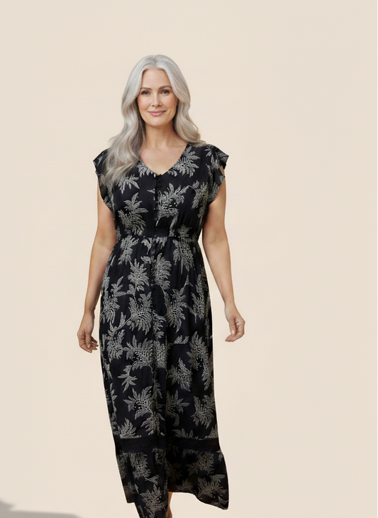 Cap Sleeve Maxi Dress Navy 8