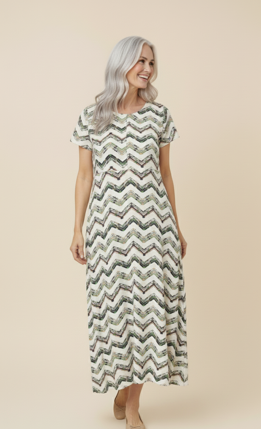 Keyhole Mid-Length Print Dress