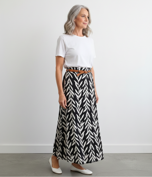 Printed A Line Skirt