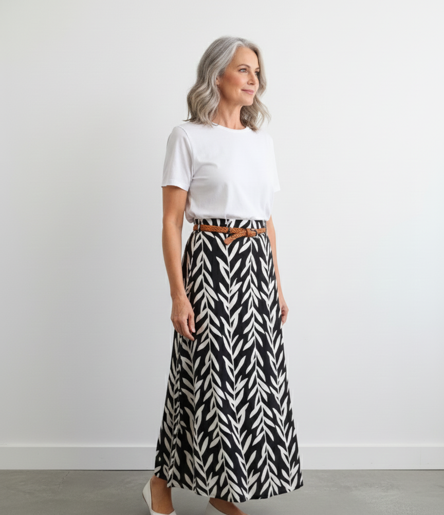 Printed A Line Skirt