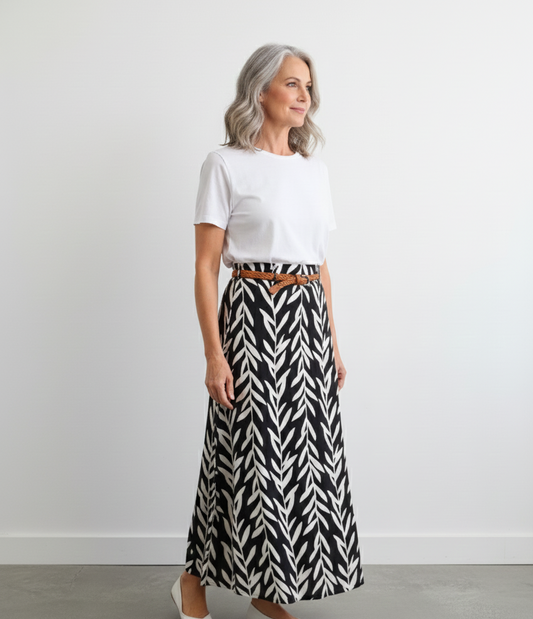 Printed A Line Skirt