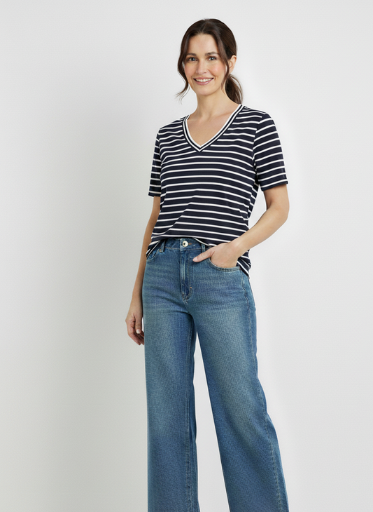 Y.D Stripe V Neck TShirt