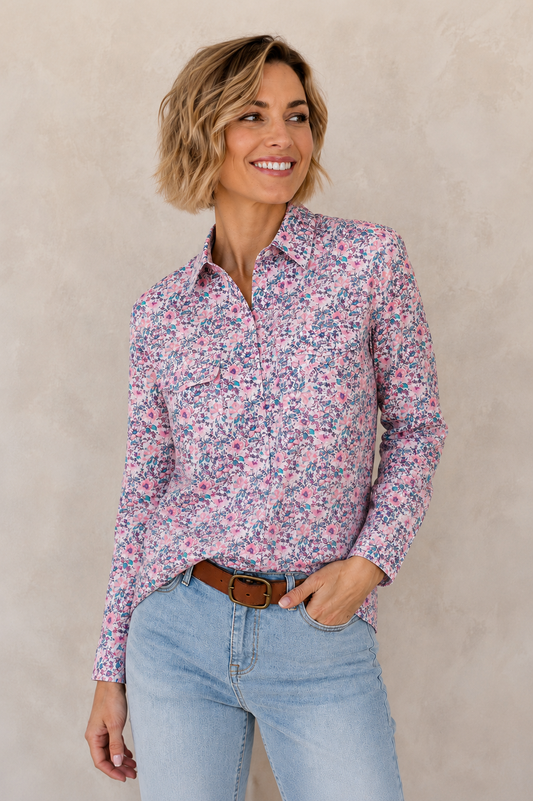 WMNS JOYCE 1/2 PLKT LS SHIRT