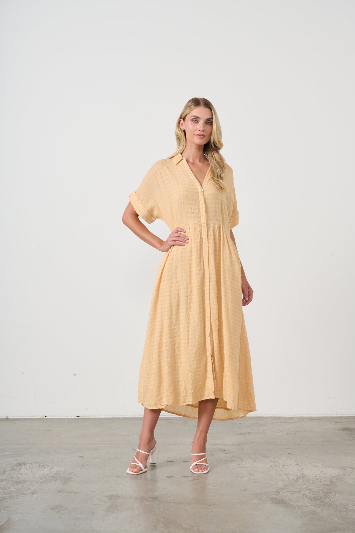 Dress with hidden buttons