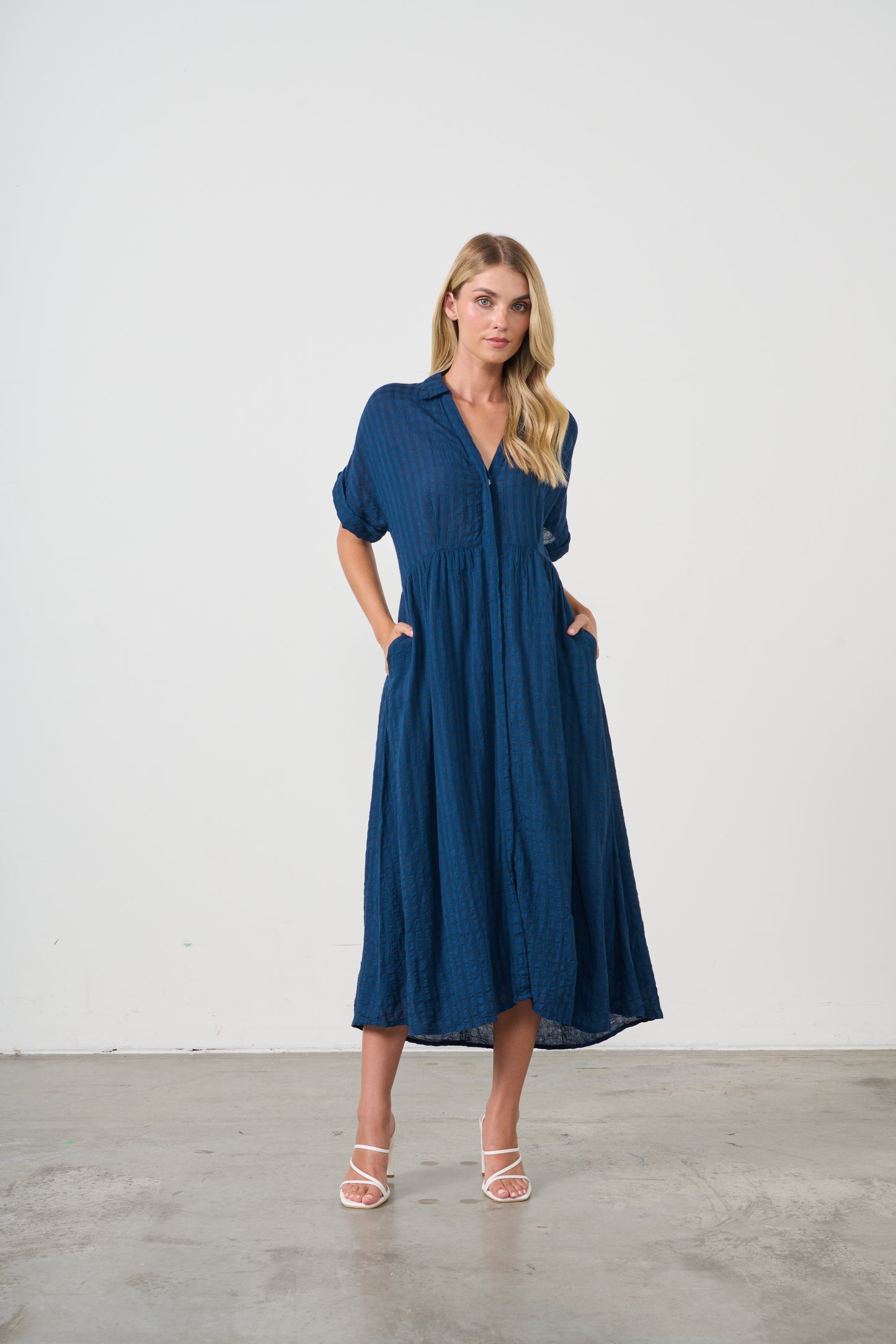 Dress with hidden buttons