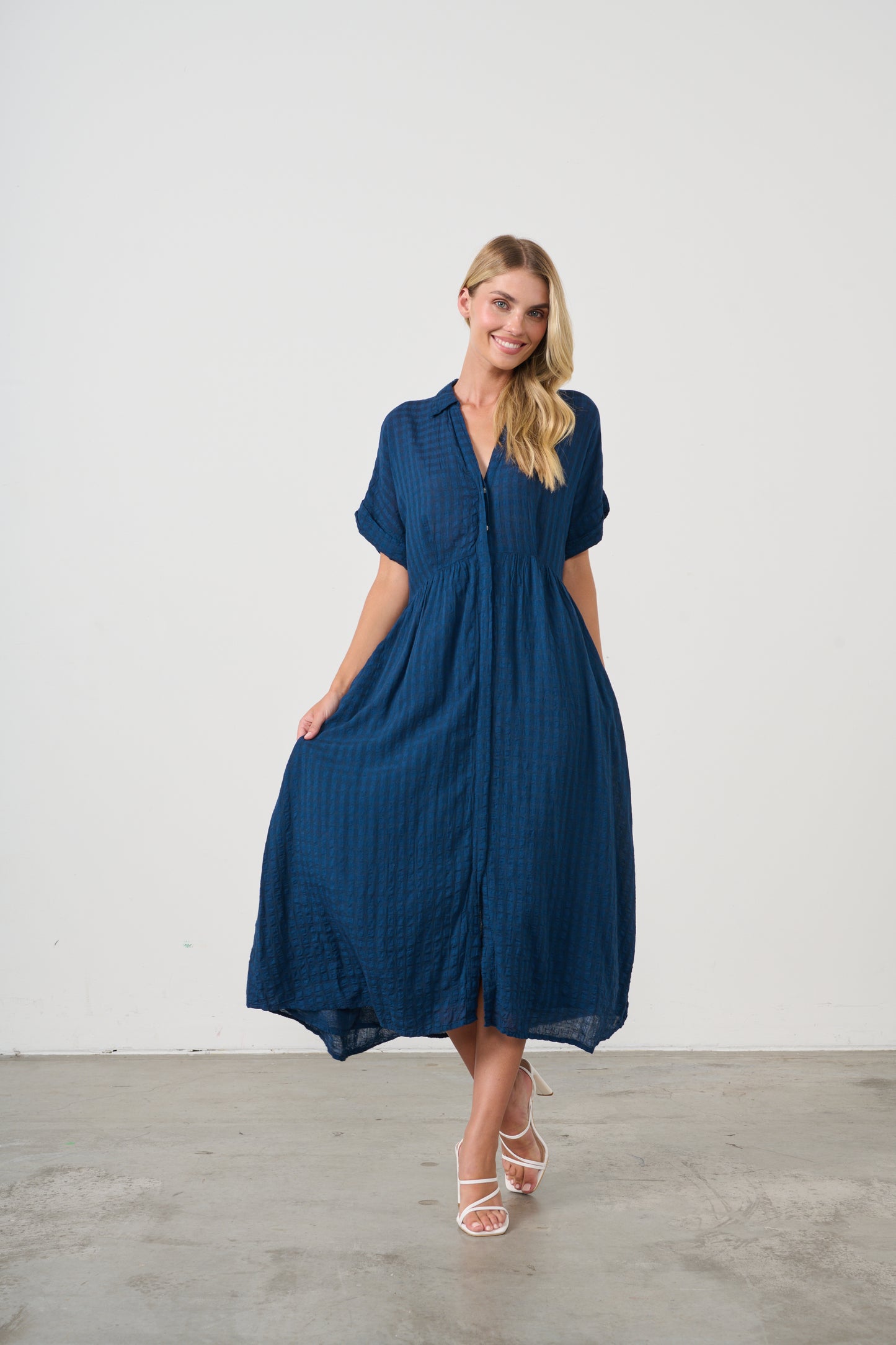 Dress with hidden buttons