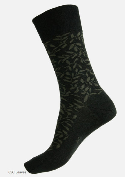 60% Fine Merino Wool Patterned Leaves Health Sock