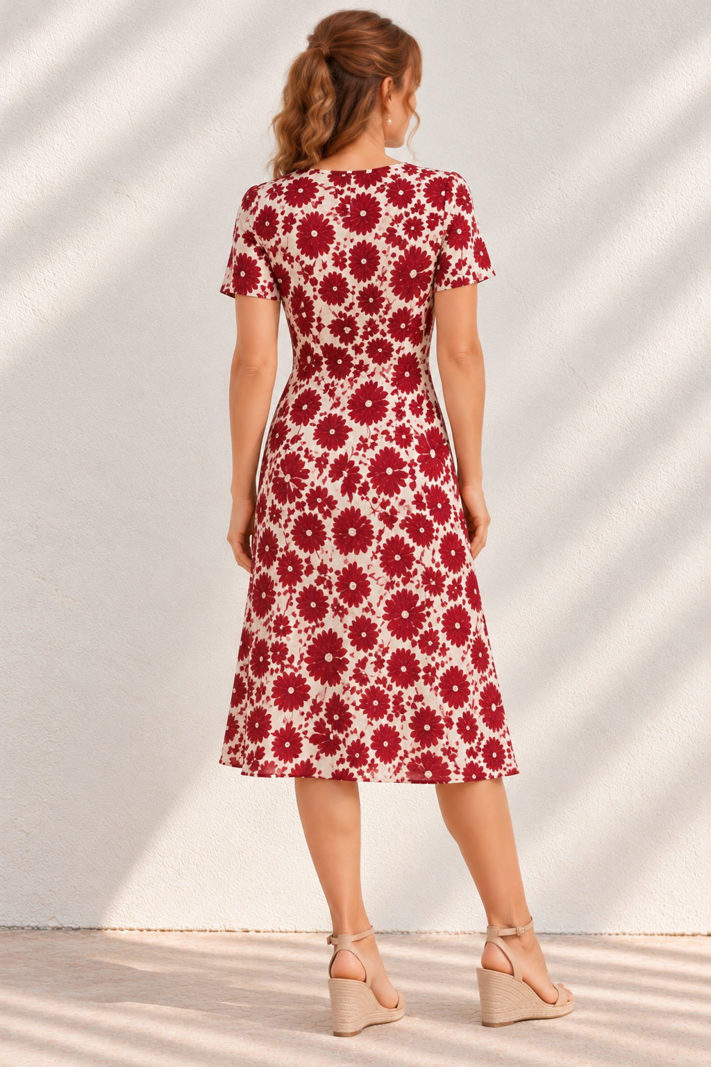 Keyhole Midi Print Dress