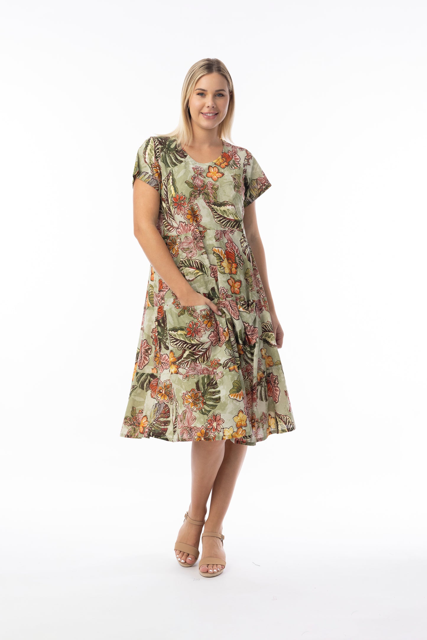 Lima Olive Layered Sleeveless Dress