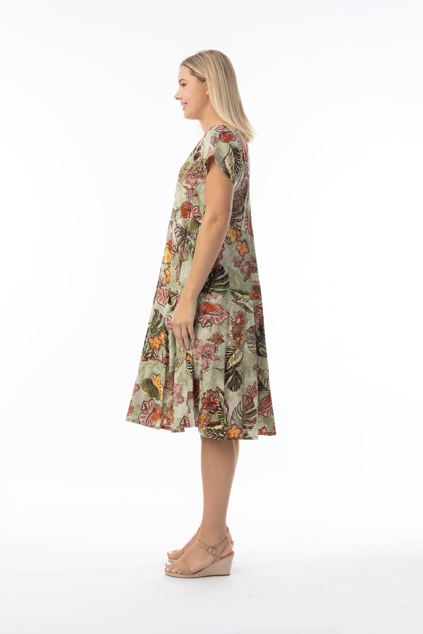 Lima Olive Layered Sleeveless Dress