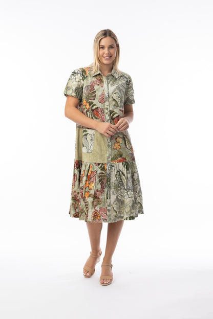 Lima Olive Patch Collar Dress