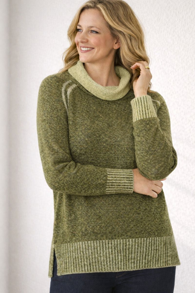 Two Tone Cowl Neck Jumper