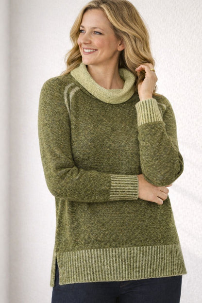 Two Tone Cowl Neck Jumper