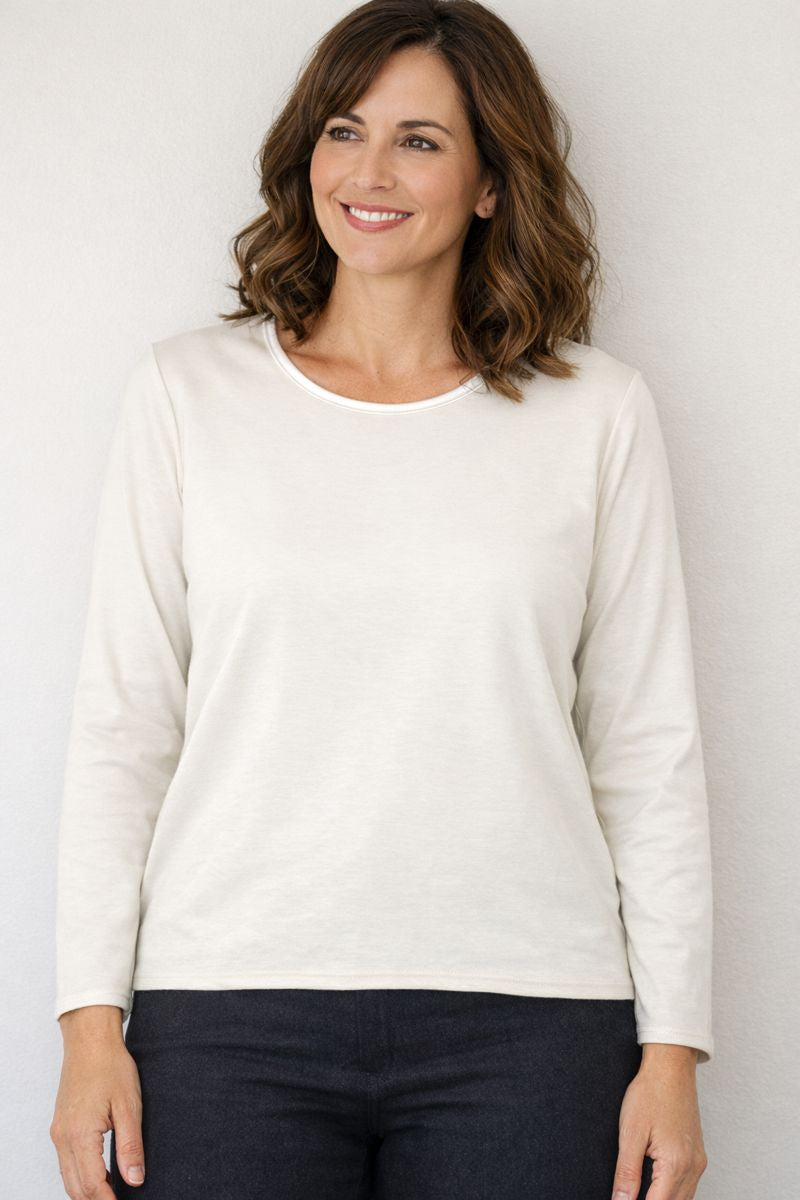 Kimmy Satin Trim Long Sleeve Top