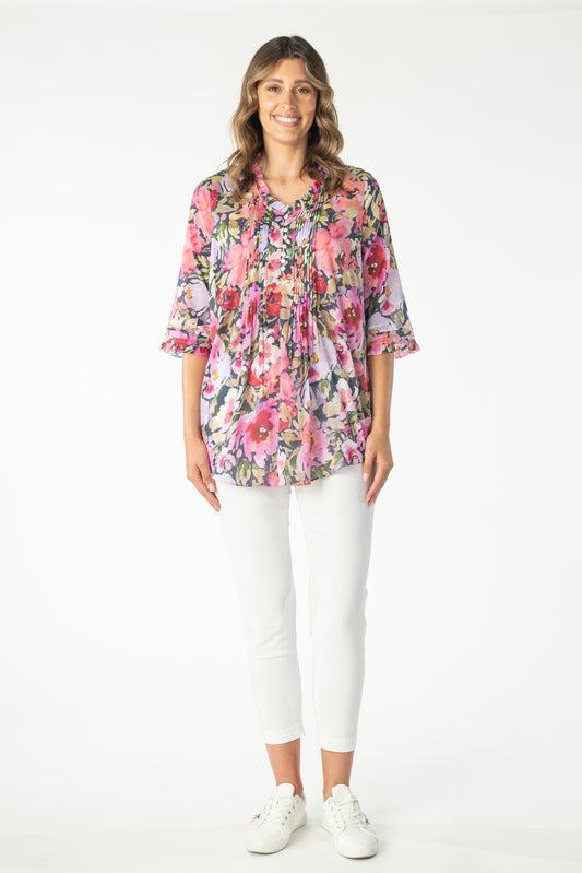 Floral Pintuck Shirt