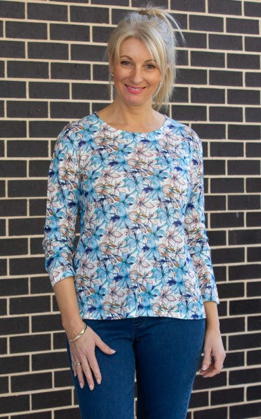 Kate Printed Slub Linen Top