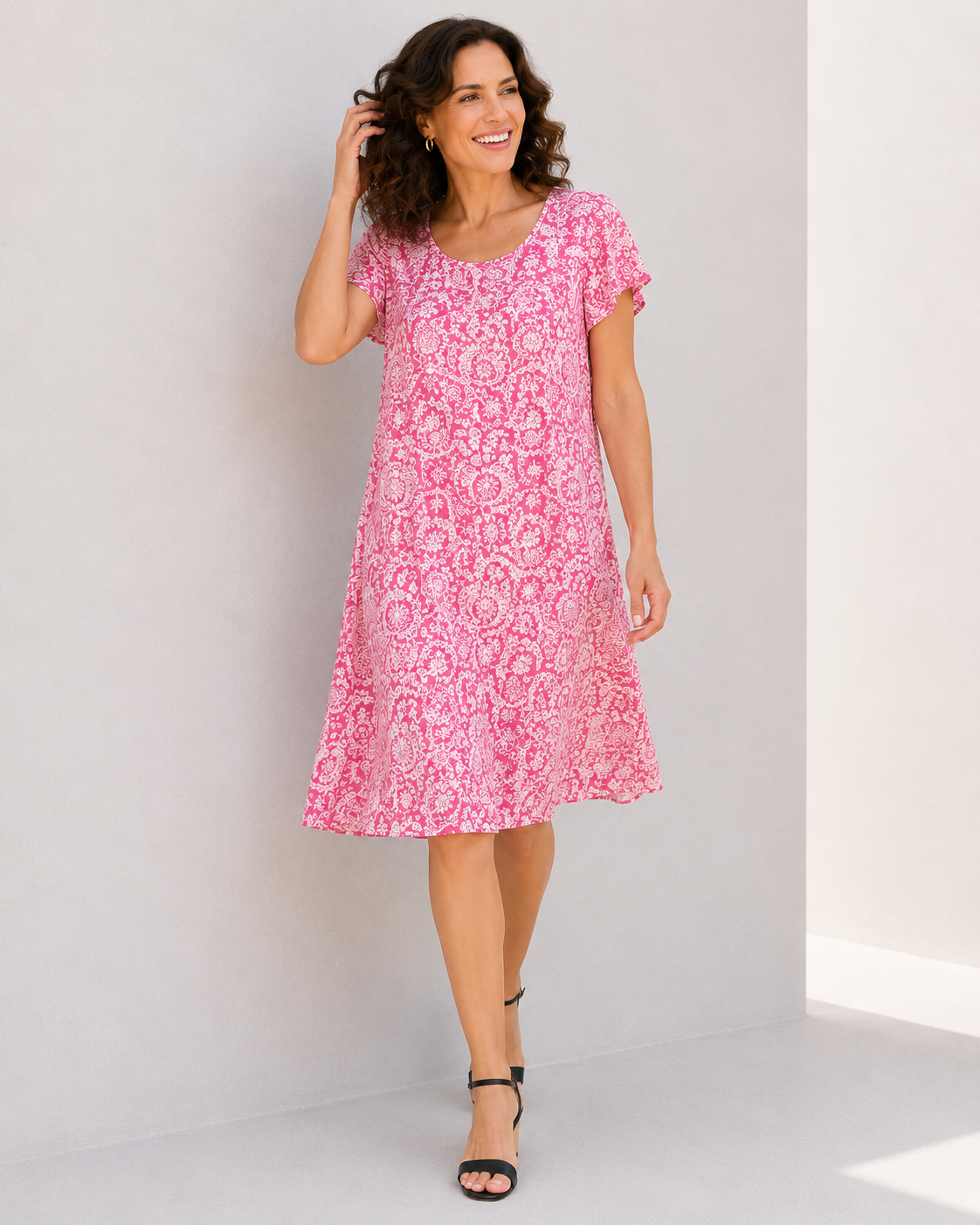 Flutter Sleeve Swing Dress