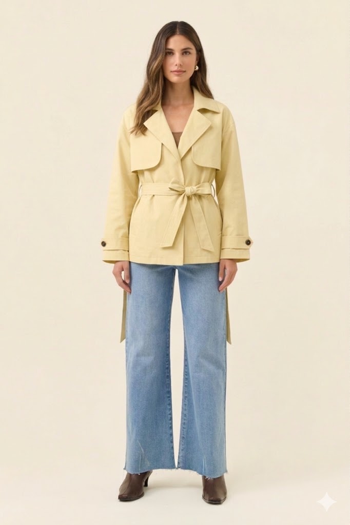 Farida Cropped Trench