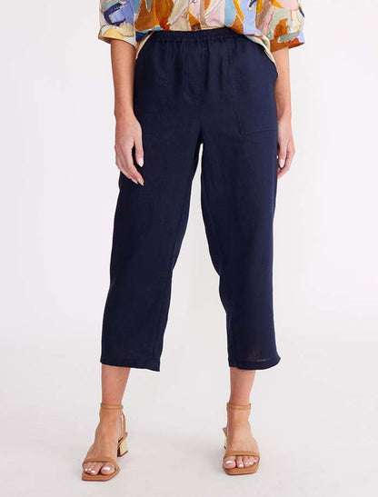 Washer Linen Cropped Pant