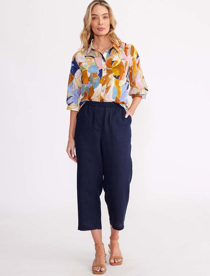 Washer Linen Cropped Pant